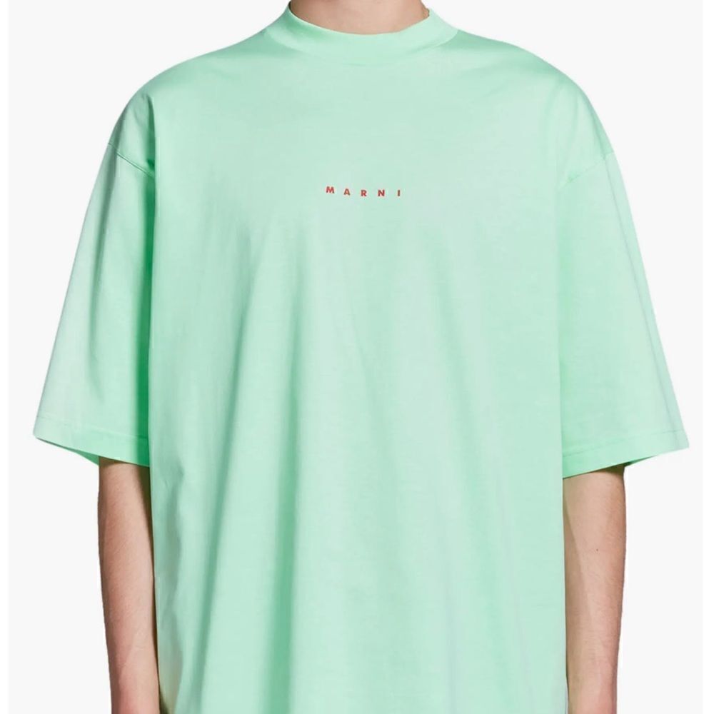 MARNI T-shirt crew neck logo print cotton light green MSRP $350